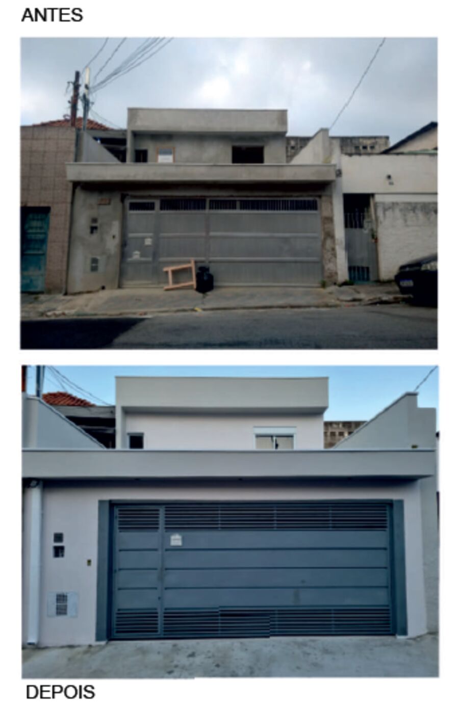 Fachada comercial recuperada e repintada